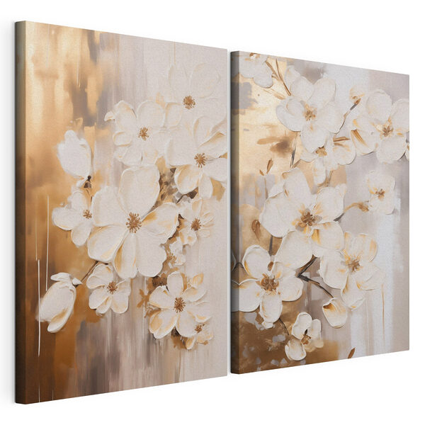 Elegantes flores en tonos suaves y apagados Lámina modular sobre lienzo Elegantes flores en tonos suaves y apagados