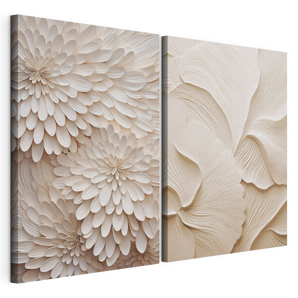 Lámina modular sobre lienzo Collage de flores blancas