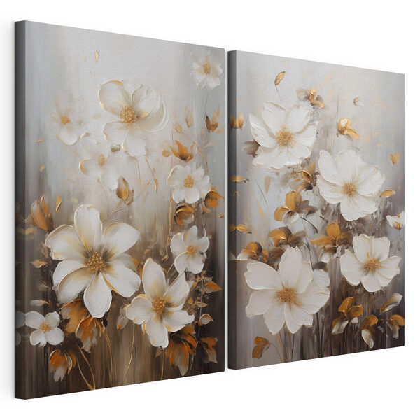 Lámina modular sobre lienzo Cuadro de flores blancas