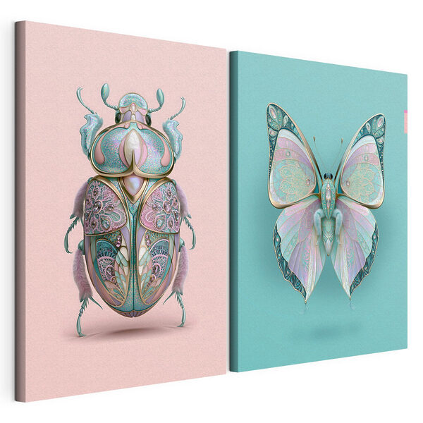 Exposición artística de insectos y mariposas Lámina modular sobre lienzo Exposición artística de insectos y mariposas