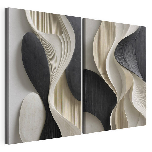 Lámina modular sobre lienzo Formas escultóricas en colores contrastantes