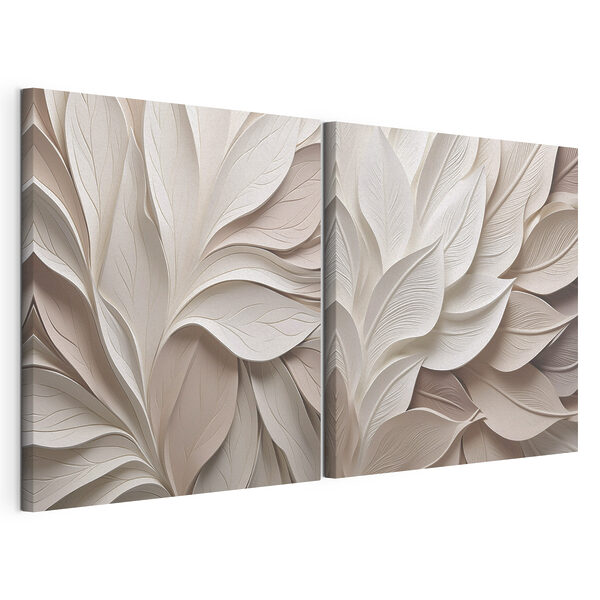Delicadas capas con motivos de hojas Lámina modular sobre lienzo Delicadas capas con motivos de hojas