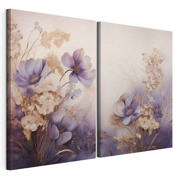 Lámina modular sobre lienzo Delicadas flores en tonos suaves