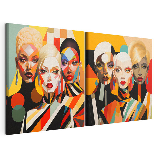 Lámina modular sobre lienzo Collage de mujeres con diferentes colores
