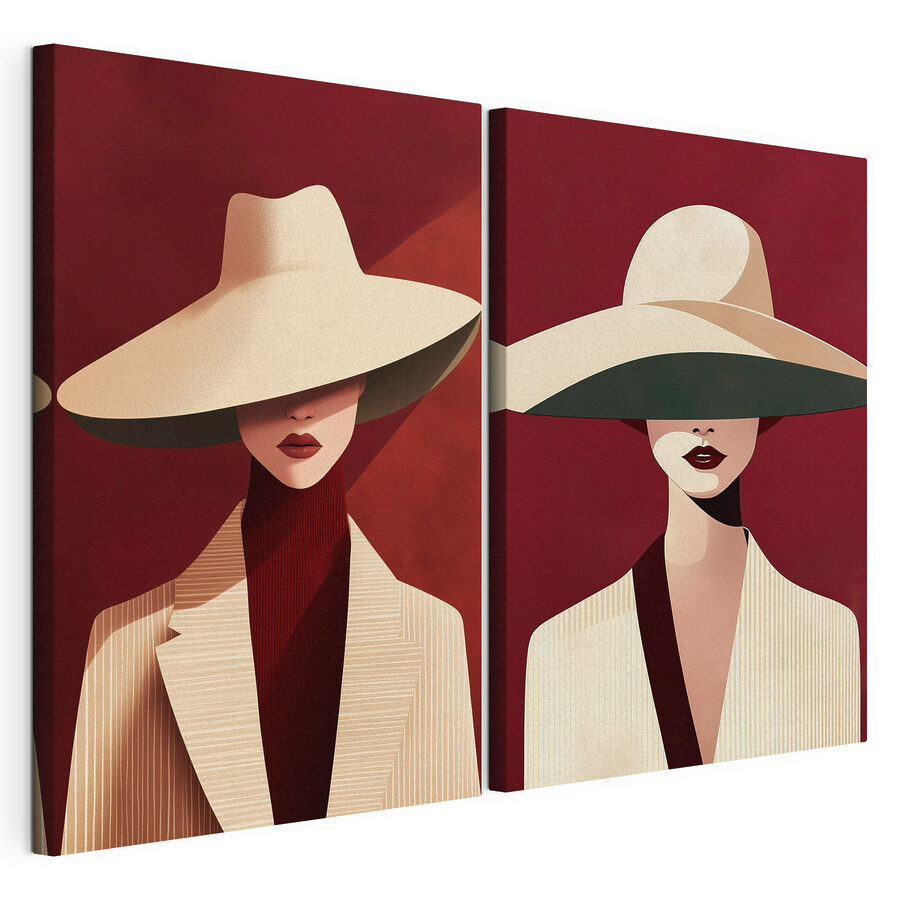 Cuadro modular Collage de una mujer con sombrero (SKU: m30851)
