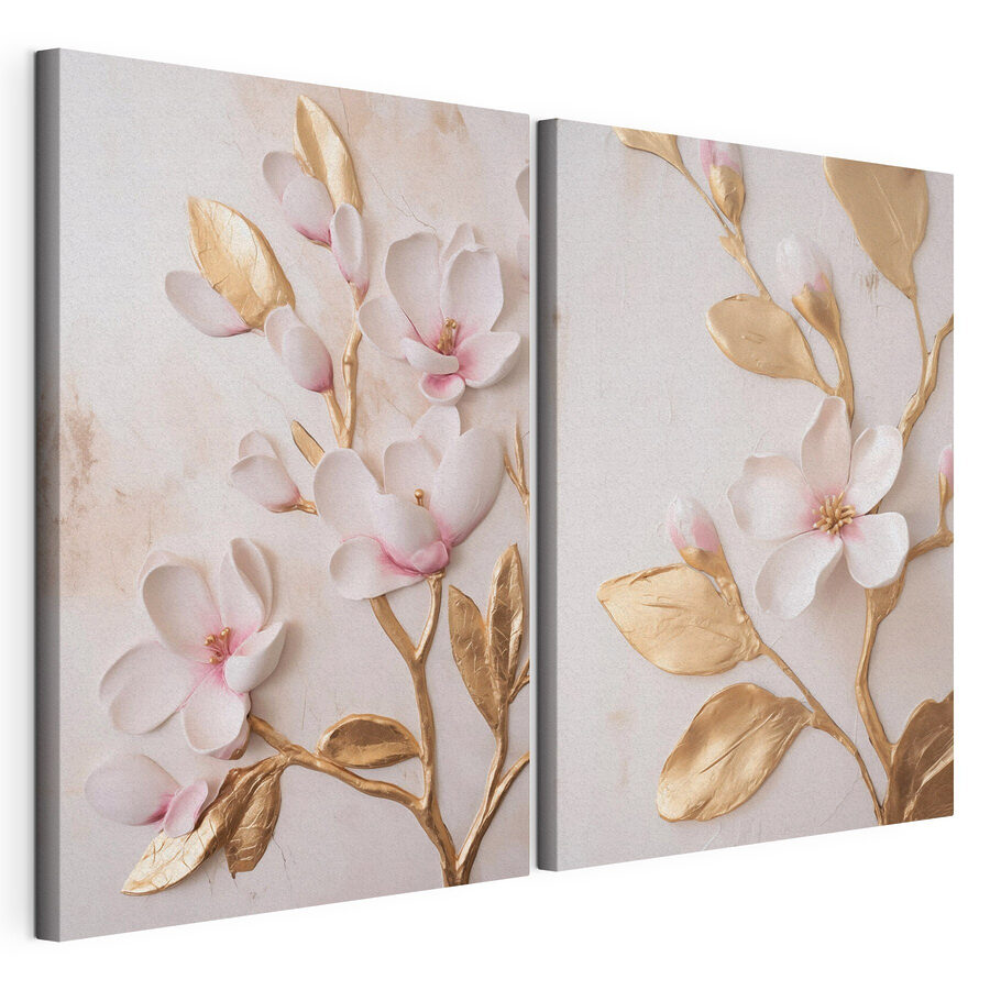 Cuadro modular Collage de flores y hojas (SKU: m30848)