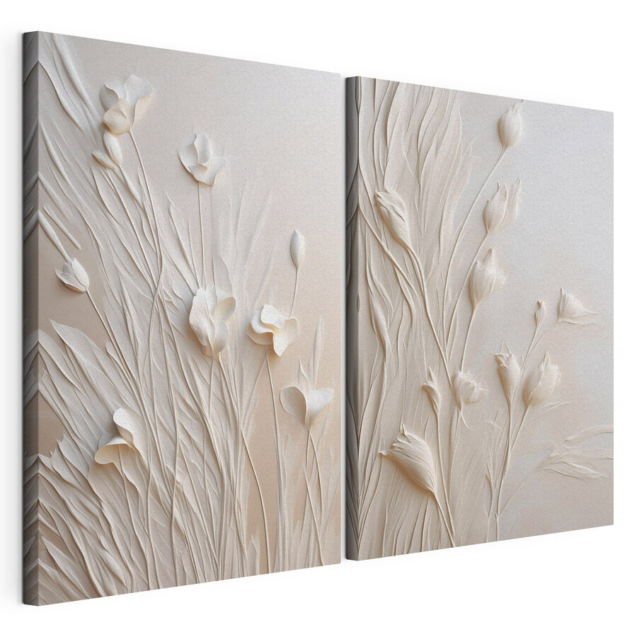 Cuadro modular Elegante diseño floral en tonos suaves (SKU: m30846)