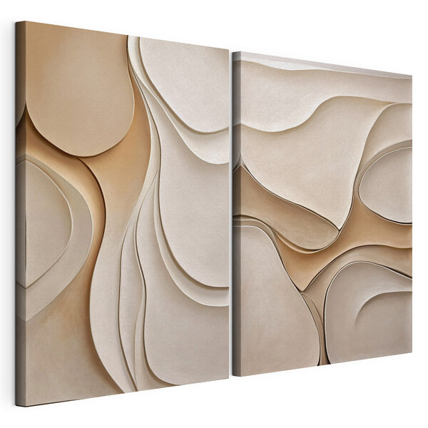 Lámina modular sobre lienzo Collage de formas onduladas blancas y marrones