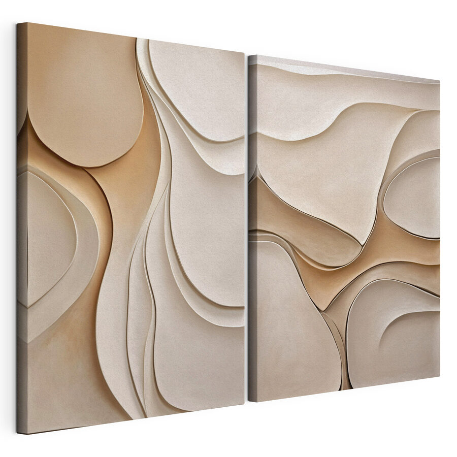 Cuadro modular Collage de formas onduladas blancas y marrones (SKU: m30845)