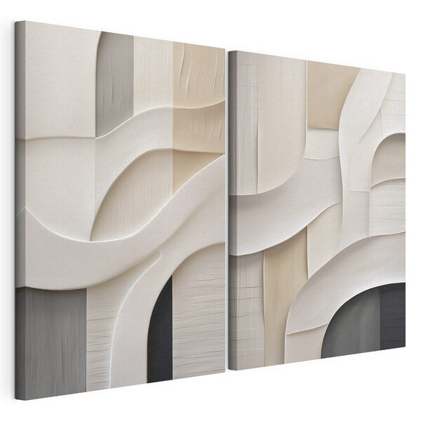 Lámina modular sobre lienzo Formas fluidas en tonos suaves y neutros