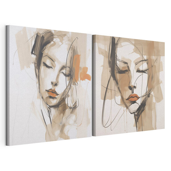 Lámina modular sobre lienzo Cuadro que representa el rostro de una mujer