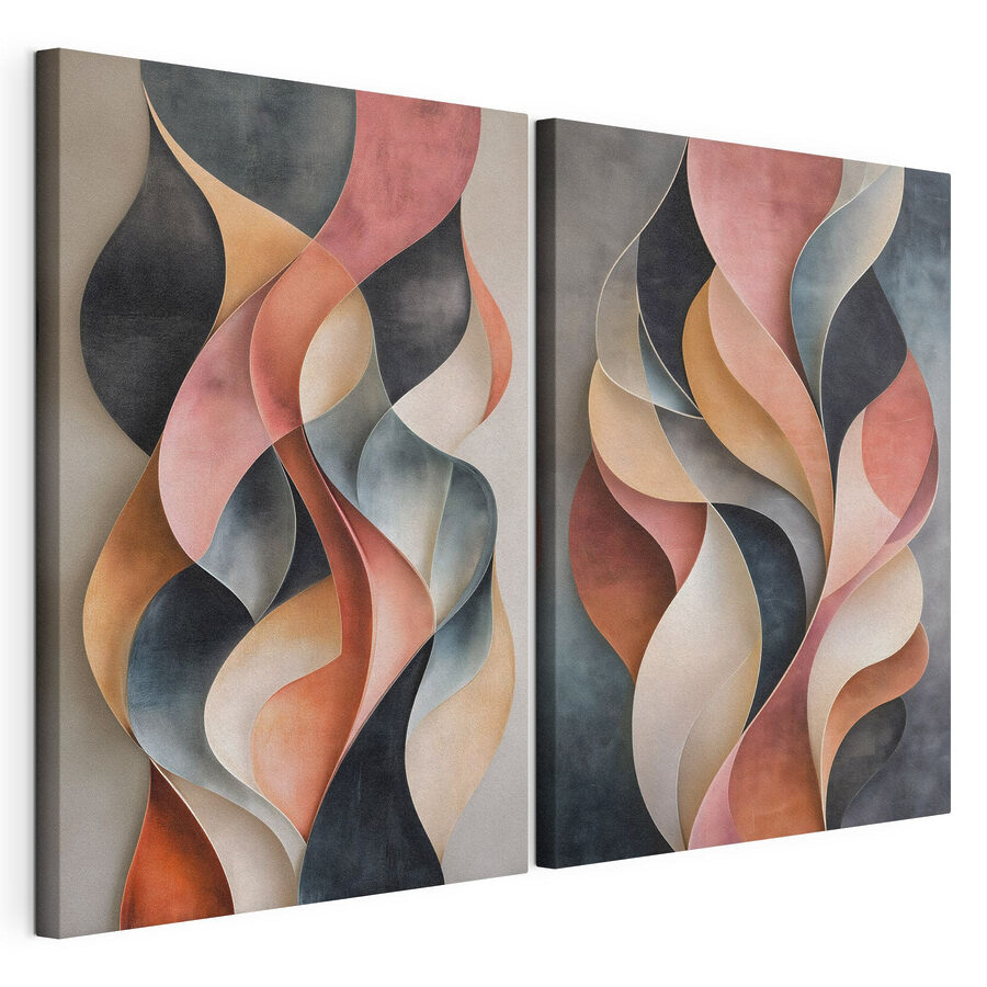 Cuadro modular Formas fluidas en tonos suaves (SKU: m30816)