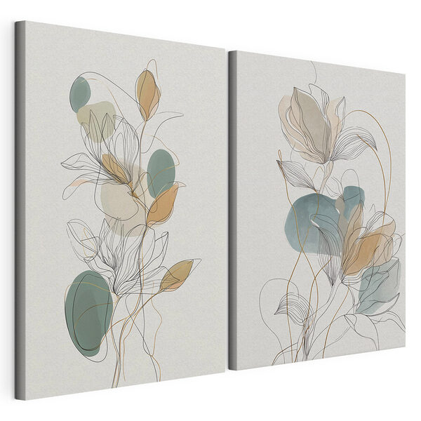 Lámina modular sobre lienzo Elegante diseño floral en trazo