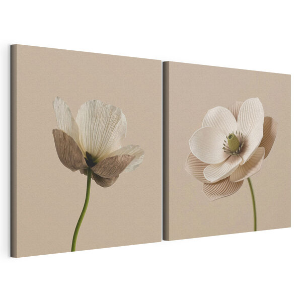 Lámina modular sobre lienzo Flores elegantes en tonos suaves