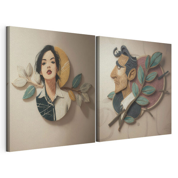 Lámina modular sobre lienzo Collage de un hombre y el rostro de un hombre