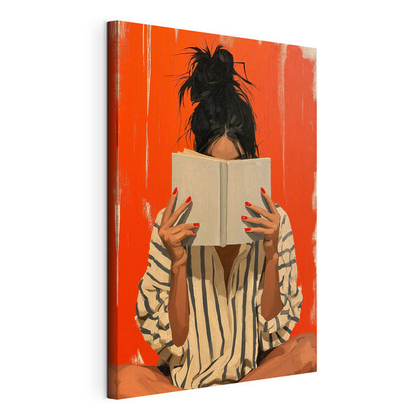 Cuadros Mujer que se tapa la cara con un libro