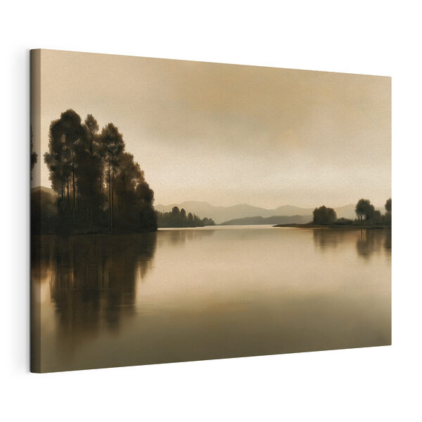 Cuadros Lago con árboles y montañas al fondo