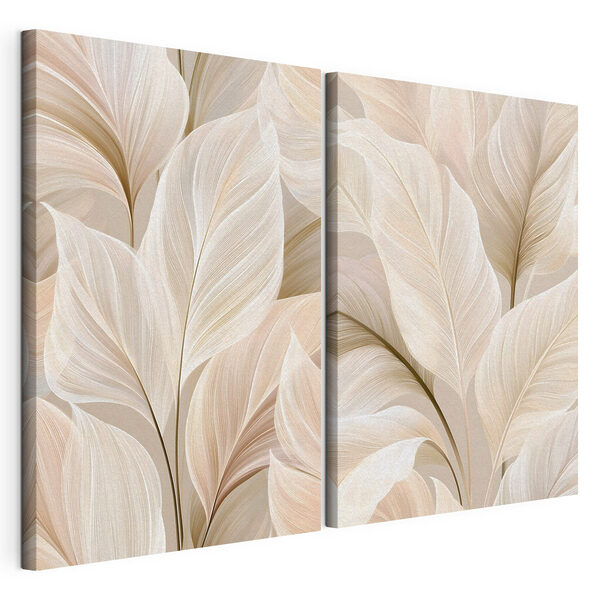 Lámina modular sobre lienzo Hojas delicadas en suaves tonos pastel