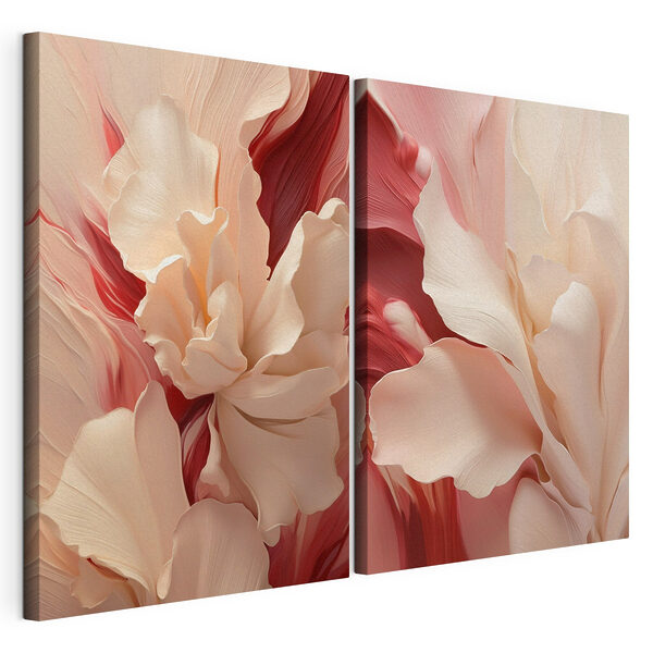 Lámina modular sobre lienzo Collage de flores blancas y rosas