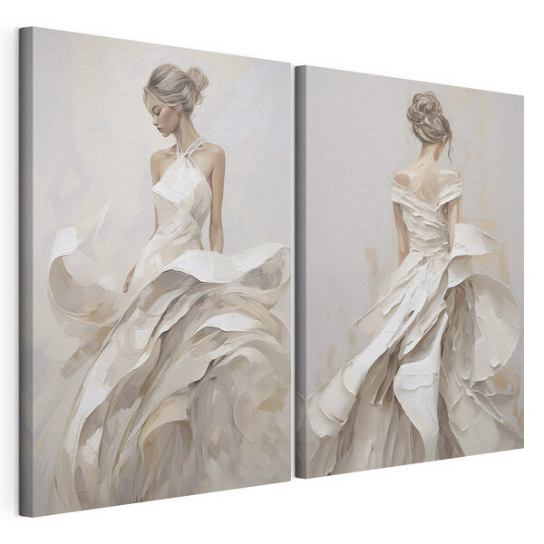 Lámina modular sobre lienzo Mujer con un vestido blanco