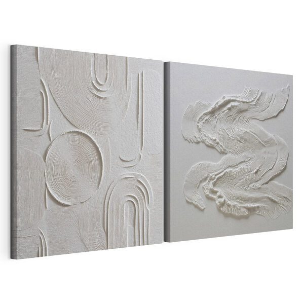 Motivos curvos en suaves tonos blancos Lámina modular sobre lienzo Motivos curvos en suaves tonos blancos