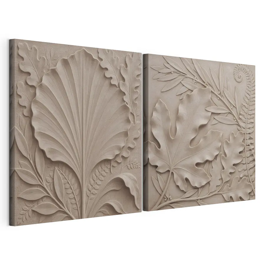 Cuadro modular Talla en piedra de hojas y ramas (SKU: m30762)