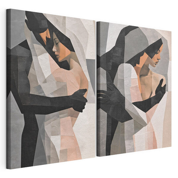 Lámina modular sobre lienzo Collage de un par de personas abrazándose
