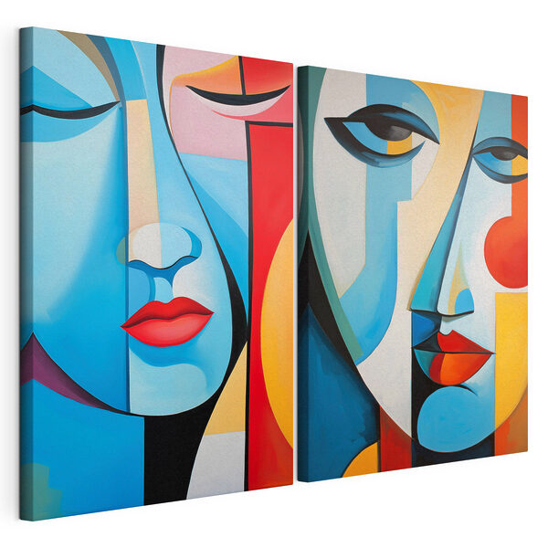 Cuadro en el que aparecen dos rostros Lámina modular sobre lienzo Cuadro en el que aparecen dos rostros